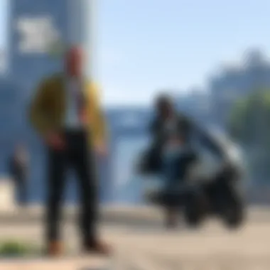 An overview of Grand Theft Auto V gameplay showcasing characters and settings
