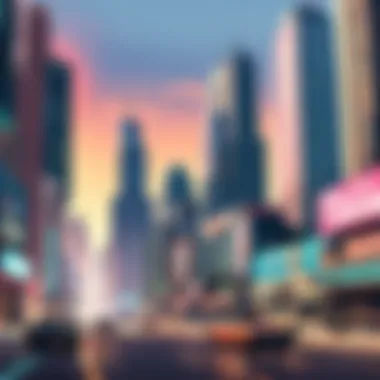 Illustration of futuristic cityscape in GTA Game Series