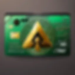 Illustration of a futuristic credit card with crypto symbol