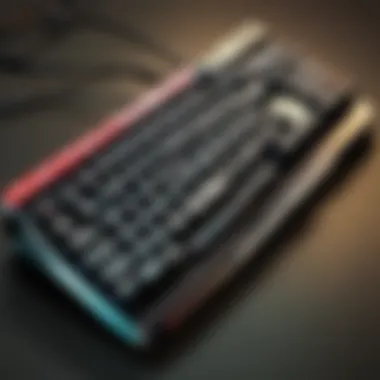 Customizable Keyboard Setup for Enhanced Gaming An intricate setup of a gaming keyboard showcasing customizable keys