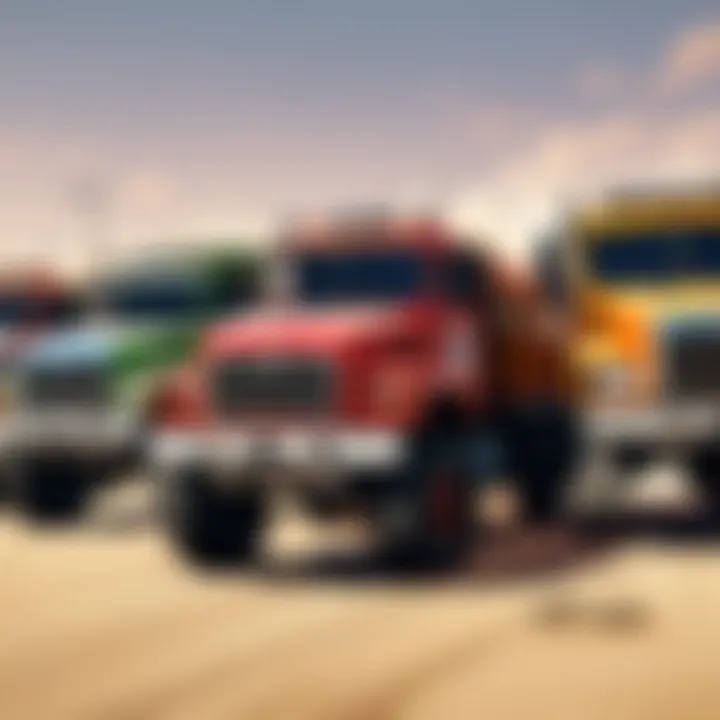 Group of Bison Trucks lined up for a fierce competition
