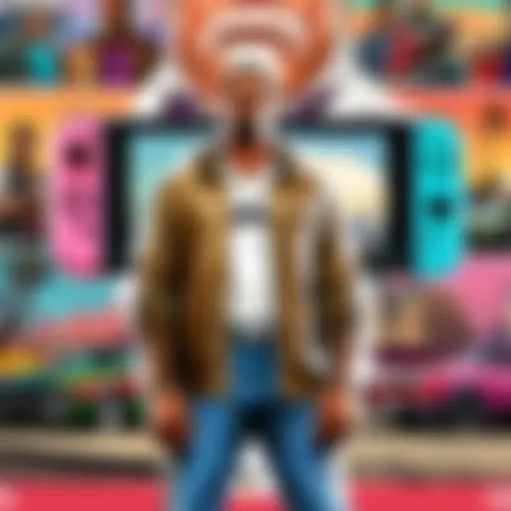 Abstract visualization of potential GTA characters on Nintendo Switch screen