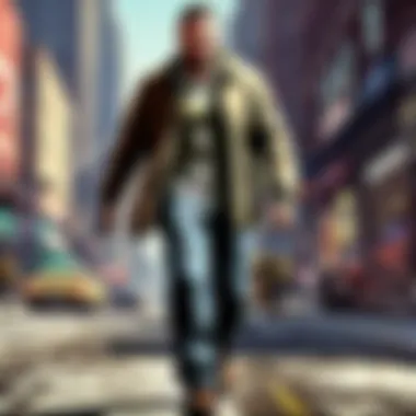 Niko Bellic in Pursuit An action-packed scene depicting Niko Bellic in a dramatic chase.