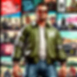 A collection of Grand Theft Auto merchandise showcasing various types of memorabilia.