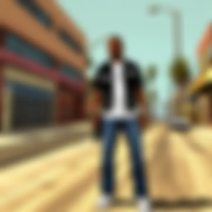 A vibrant scene from GTA San Andreas showcasing a cityscape