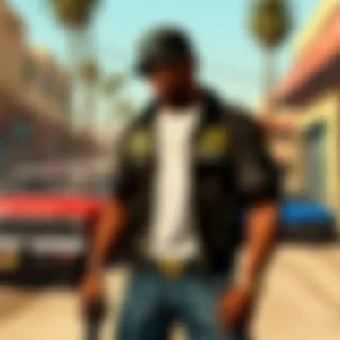 Mission Engagement in GTA: San Andreas A character engaging in a mission within the game