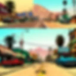 Screenshot of San Andreas gameplay showcasing vibrant landscapes