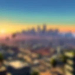 Scenic view of Los Santos skyline at sunset