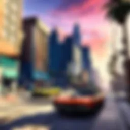 Breathtaking landscape in GTA V showcasing vibrant city life
