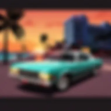A vibrant selection of vintage cars on Vice City streets