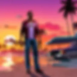 Scenic view of Vice City at sunset