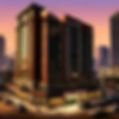 Spectacular Cityscape Views Luxurious rooftop pool overlooking San Andreas cityscape