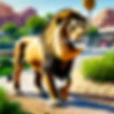 Majestic lion in Zoo Tycoon Mobile