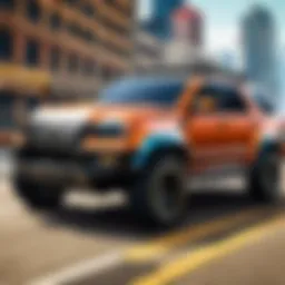 Stylish armored SUV on a city street