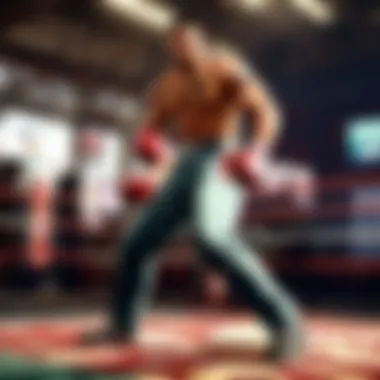 Thrilling Game Dynamics Dynamic action shot of boxing match in PC game