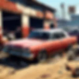 Rustic Car Scrapping Yard Scene