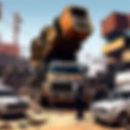 Rustic machinery at work in a scrap yard