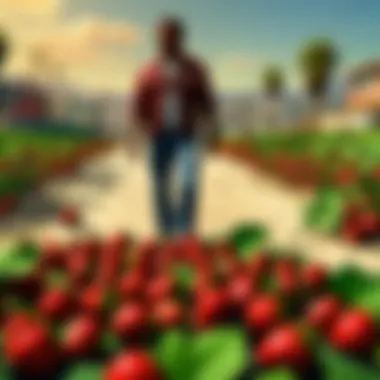 Strawberries depicted in a San Andreas landscape