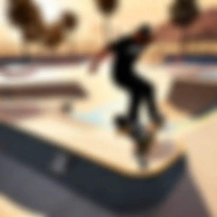 Skater navigating through a complex skatepark course