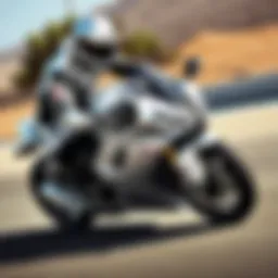 Sleek silver zx12r motorcycle racing on track