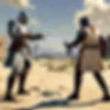 Strategic duel between two players in a medieval setting