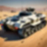 Innovative tanky drone hovering over rugged terrain
