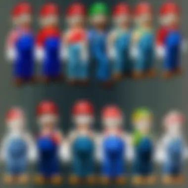 A collage of characters from various Mario Party games demonstrating character evolution.