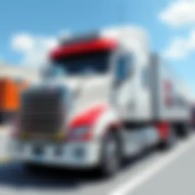 A modern trucking fleet in an urban environment