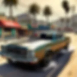 Luxurious sports car speeding through downtown Los Santos