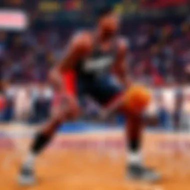 VC Integration on the Court Basketball court with virtual currency symbols