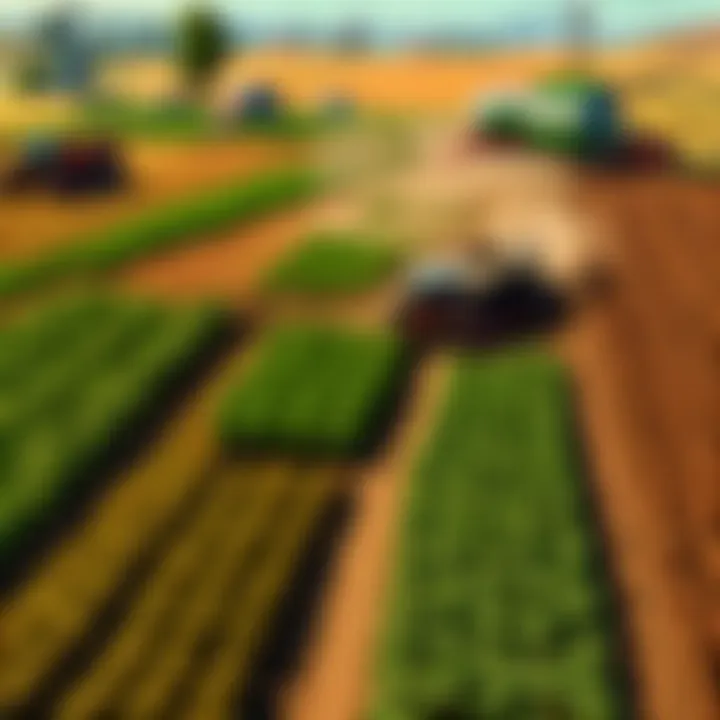 Lush Virtual Field in Farming Simulation Game