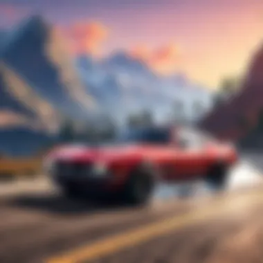 Sleek Sports Car Mountain Drive Virtual reality racing game featuring a sleek sports car navigating a winding mountain road